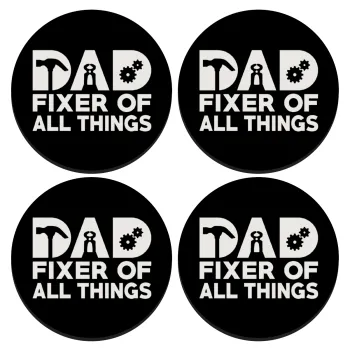 DAD, fixer of all thinks, SET of 4 round wooden coasters (9cm)