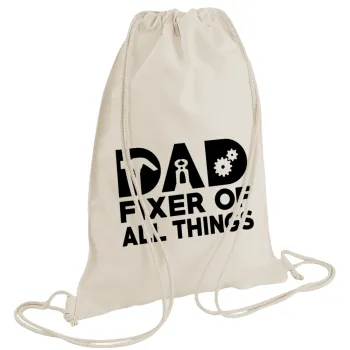 DAD, fixer of all thinks, Τσάντα πλάτης πουγκί GYMBAG natural (28x40cm)