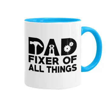 DAD, fixer of all thinks, Mug colored light blue, ceramic, 330ml