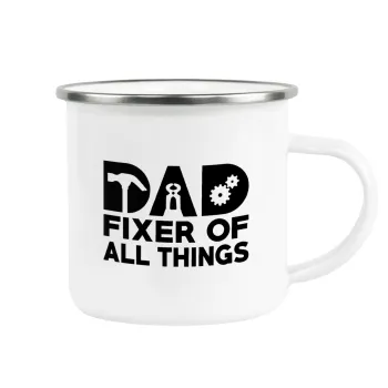 DAD, fixer of all thinks, Κούπα Μεταλλική εμαγιέ λευκη 360ml