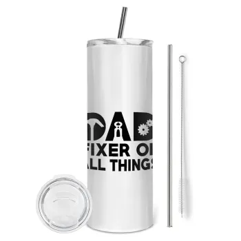 DAD, fixer of all thinks, Tumbler stainless steel 600ml, with metal straw & cleaning brush