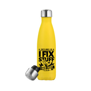 I fix stuff, Μεταλλικό παγούρι θερμός Κίτρινος (Stainless steel), διπλού τοιχώματος, 500ml
