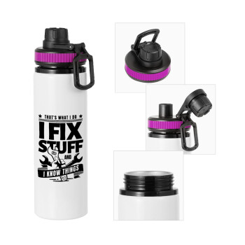 I fix stuff, Metallic water bottle with safety lid, 850ml aluminum