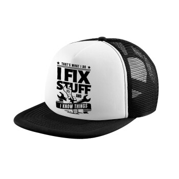 I fix stuff, Καπέλο Soft Trucker με Δίχτυ Black/White 