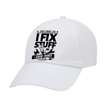 I fix stuff, Καπέλο Baseball Λευκό (5-φύλλο, unisex)