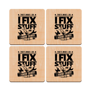 I fix stuff, ΣΕΤ x4 Σουβέρ ξύλινα τετράγωνα plywood (9cm)