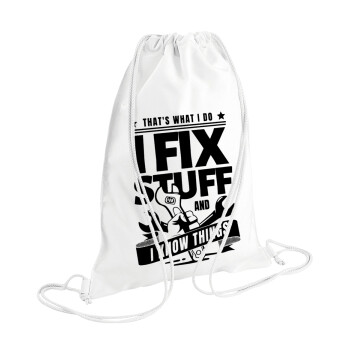 I fix stuff, Τσάντα πλάτης πουγκί GYMBAG λευκή (28x40cm)