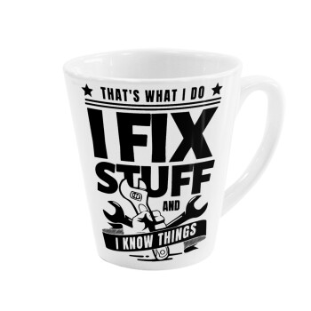 I fix stuff, Κούπα κωνική Latte Λευκή, κεραμική, 300ml