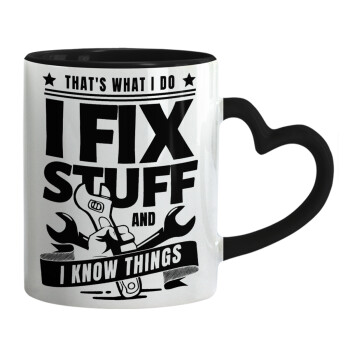 I fix stuff, Mug heart black handle, ceramic, 330ml