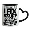 Mug heart black handle, ceramic, 330ml