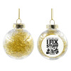 Transparent Christmas tree ball ornament with gold filling 8cm