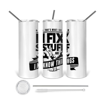 I fix stuff, Tumbler stainless steel 600ml, with metal straw & cleaning brush