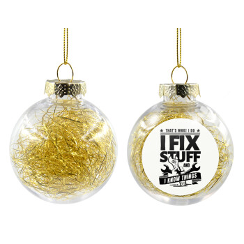 I fix stuff, Χριστουγεννιάτικη μπάλα δένδρου διάφανη με χρυσό γέμισμα 8cm
