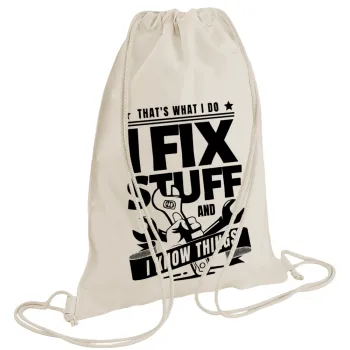 I fix stuff, Τσάντα πλάτης πουγκί GYMBAG natural (28x40cm)