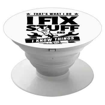 I fix stuff, Phone Holders Stand  White Hand-held Mobile Phone Holder
