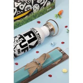 I fix stuff, Πασχαλινή Λαμπάδα με παγούρι μεταλλικό (620ml, stainless steel) & κερί αρωματικό πλακέ (30cm) (ΤΙΡΚΟΥΑΖ)