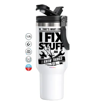 I fix stuff, Mega Stainless steel Tumbler with lid, double wall 1,2L