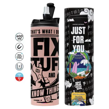 I fix stuff, Tumbler stainless steel PINK 600ml