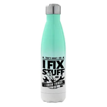 I fix stuff, Μεταλλικό παγούρι θερμός Πράσινο/Λευκό (Stainless steel), διπλού τοιχώματος, 500ml