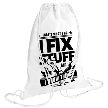 I fix stuff, Τσάντα πλάτης πουγκί GYMBAG λευκή (28x40cm)