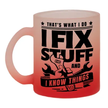 I fix stuff, Κούπα γυάλινη δίχρωμη με βάση το κόκκινο ματ, 330ml