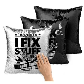 I fix stuff, Μαξιλάρι καναπέ Μαγικό Μαύρο με πούλιες 40x40cm περιέχεται το γέμισμα