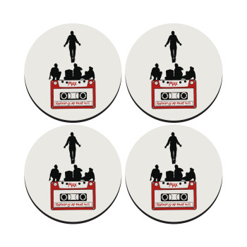 Running up that hill, Stranger Things, SET of 4 round wooden coasters (9cm)