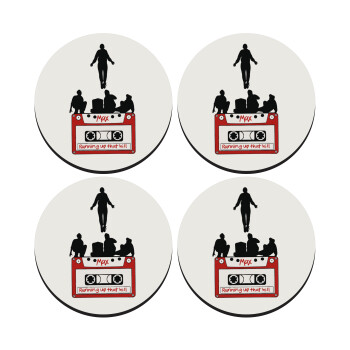 Running up that hill, Stranger Things, SET of 4 round wooden coasters (9cm)