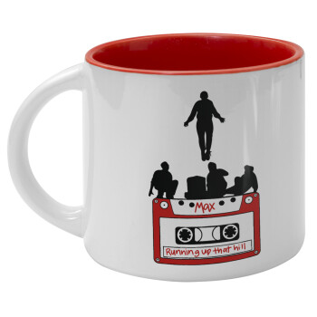 Running up that hill, Stranger Things, Κούπα κεραμική 400ml Λευκή/Κόκκινη