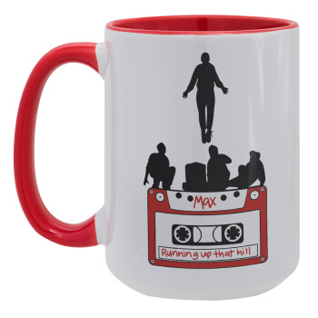 Running up that hill, Stranger Things, Κούπα Mega 15oz, κεραμική Κόκκινη, 450ml