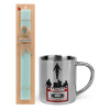 Easter Set, metallic thermal cup (300ml) & aromatic flat Easter candle (30cm) (TURQUOISE)