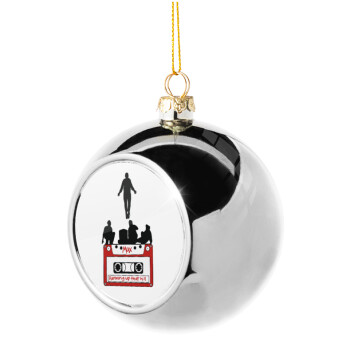 Running up that hill, Stranger Things, Silver 8cm Christmas tree ball ornament