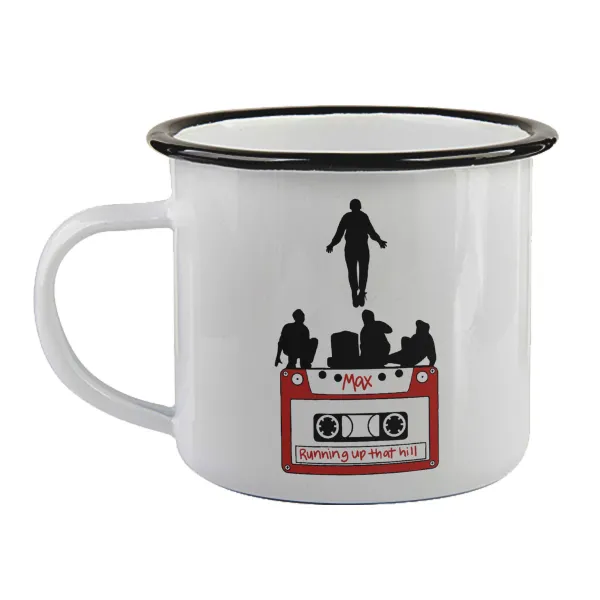 Running up that hill — Enamel mug with black rim, 360ml