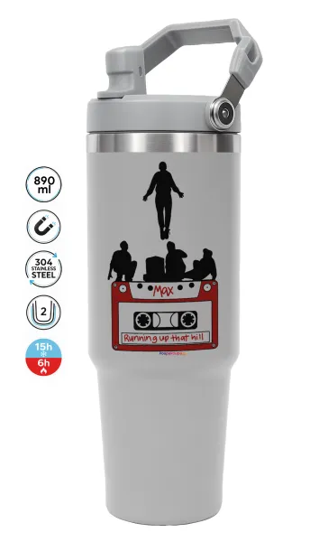 Running up that hill — ΓΚΡΙ Travel Tumbler Θερμός με χερούλι και καλαμάκι 890ml