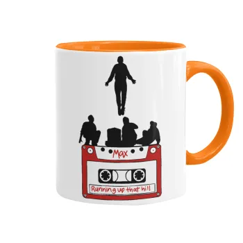 Running up that hill, Stranger Things, Κούπα χρωματιστή πορτοκαλί, κεραμική, 330ml