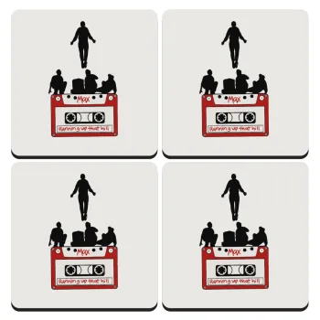 Running up that hill, Stranger Things, ΣΕΤ 4 Σουβέρ ξύλινα τετράγωνα (9cm)