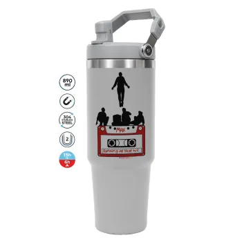 Running up that hill, Stranger Things, GREY color, 890ml (30oz) stainless Steel Tumbler with Handle