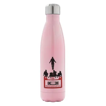 Running up that hill, Stranger Things, Metal mug thermos Pink Iridiscent (Stainless steel), double wall, 500ml