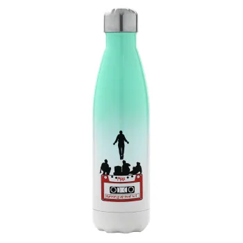 Running up that hill, Stranger Things, Metal mug thermos Green/White (Stainless steel), double wall, 500ml