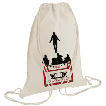 Running up that hill, Stranger Things, Backpack bag GYMBAG natural (28x40cm)