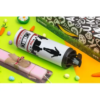 Running up that hill, Stranger Things, Easter candle,Travel Tumbler 2 Lids, with metal straw & cleaning brush & aromatic flat candle (30cm) (PINK)