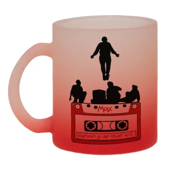 Running up that hill, Stranger Things, Κούπα γυάλινη δίχρωμη με βάση το κόκκινο ματ, 330ml