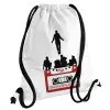 Backpack pouch GYMBAG white, with pocket (40x48cm) & thick cords