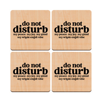 Do not disturb, ΣΕΤ x4 Σουβέρ ξύλινα τετράγωνα plywood (9cm)