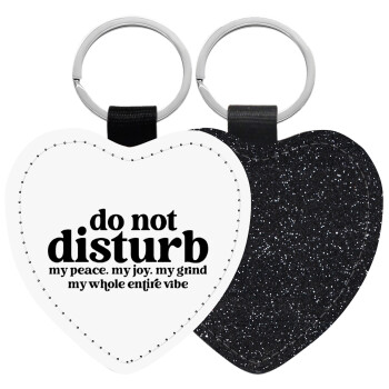Do not disturb, Μπρελόκ PU δερμάτινο glitter καρδιά ΜΑΥΡΟ