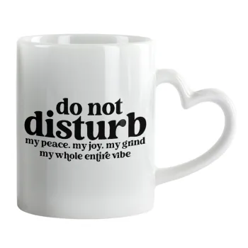 Do not disturb, Κούπα καρδιά χερούλι λευκή, κεραμική, 330ml