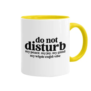Do not disturb, Κούπα χρωματιστή κίτρινη, κεραμική, 330ml