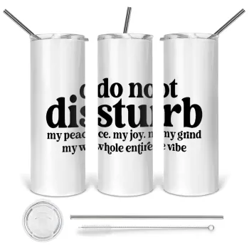 Do not disturb, Tumbler ποτήρι θερμό από ανοξείδωτο ατσάλι 600ml, με μεταλλικό καλαμάκι & βούρτσα καθαρισμού