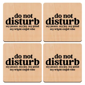 Do not disturb, ΣΕΤ x4 Σουβέρ ξύλινα τετράγωνα plywood (9cm)