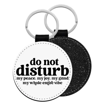 Do not disturb, Μπρελόκ Δερματίνη, στρογγυλό ΜΑΥΡΟ (5cm)